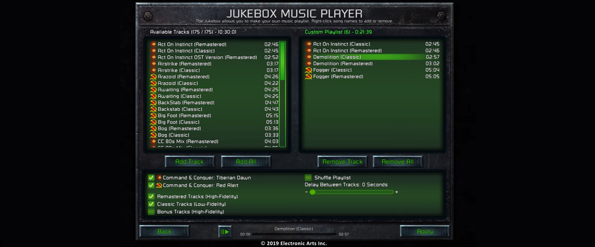 Command and Conquer Remaster Music Jukebox